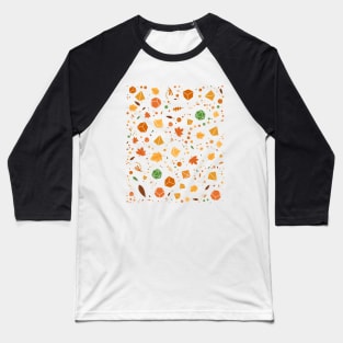 Autumn Leaves and Polyhedral Dice Tabletop RPG Pattern Baseball T-Shirt